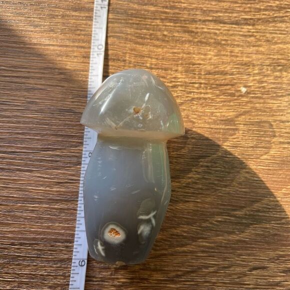 Orca agate mushroom carving crystal druzy b grey gray cream tan white - Picture 7 of 8